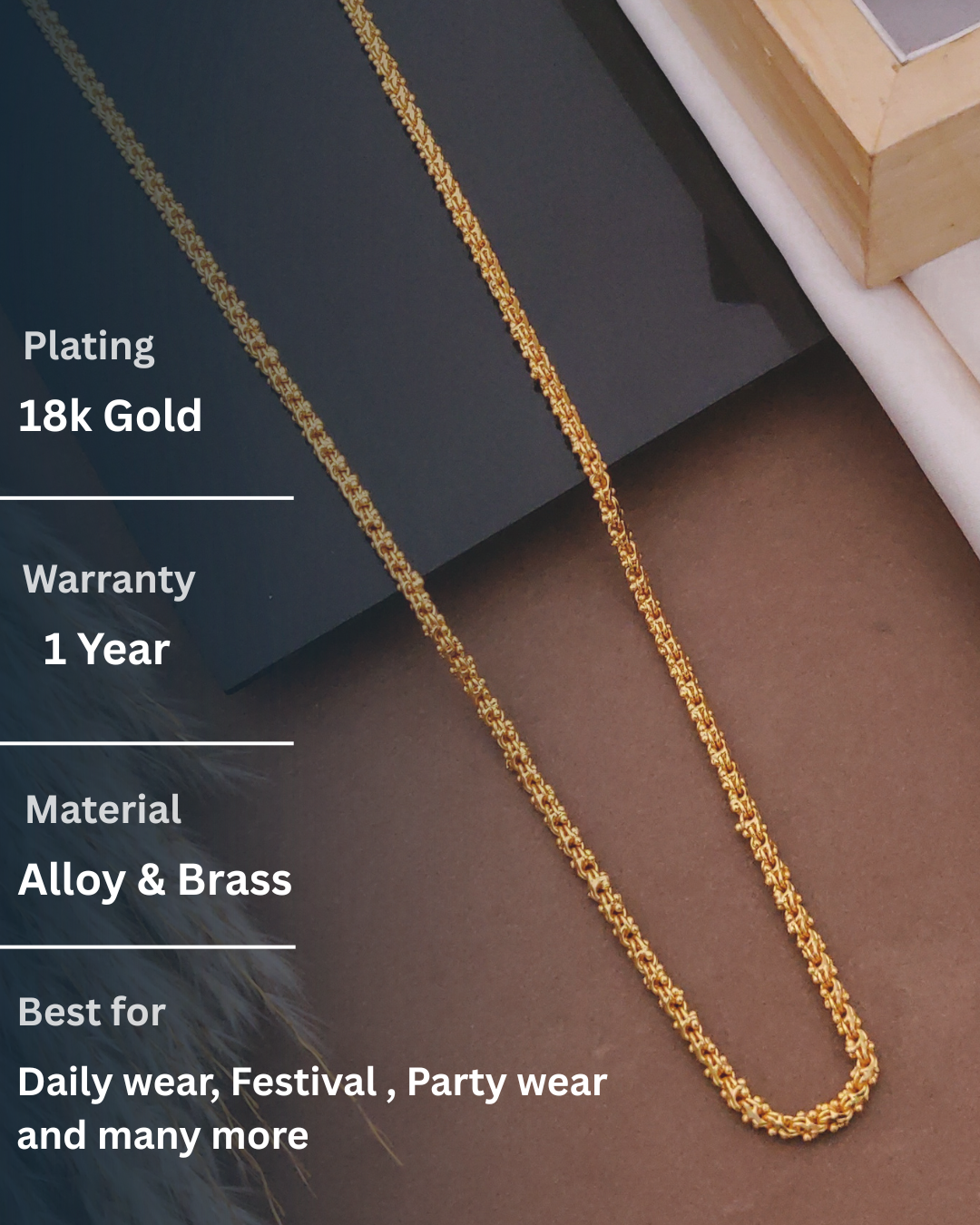Traditional Fox Tail Gold Chain 18K Plated