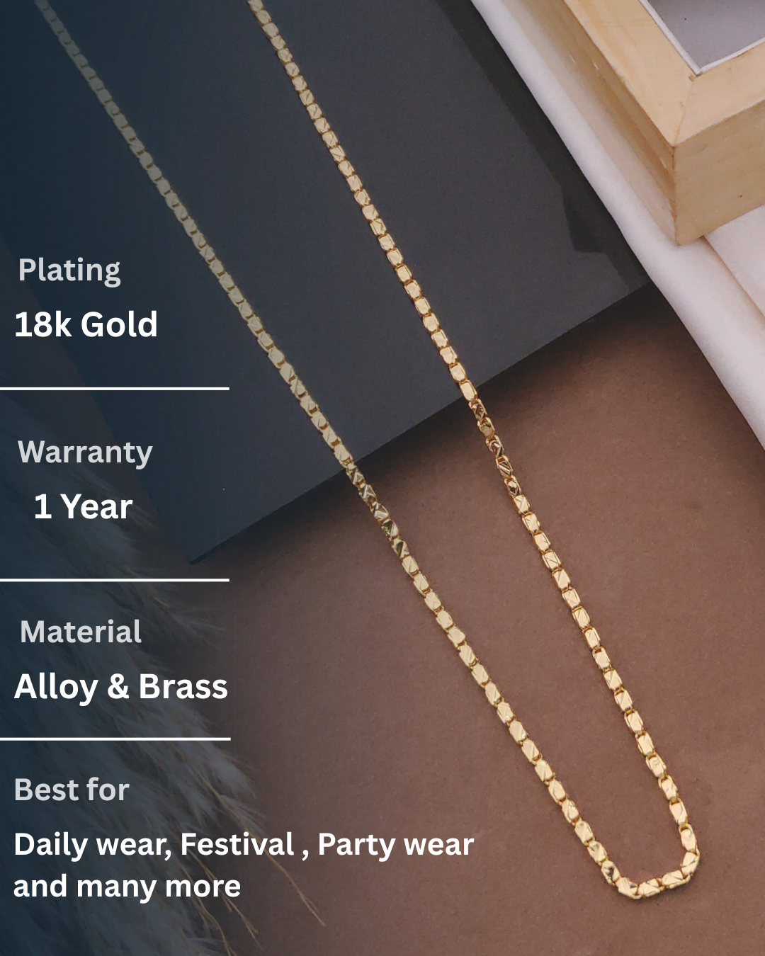 Stylish Box Gold Chain 18K Plated