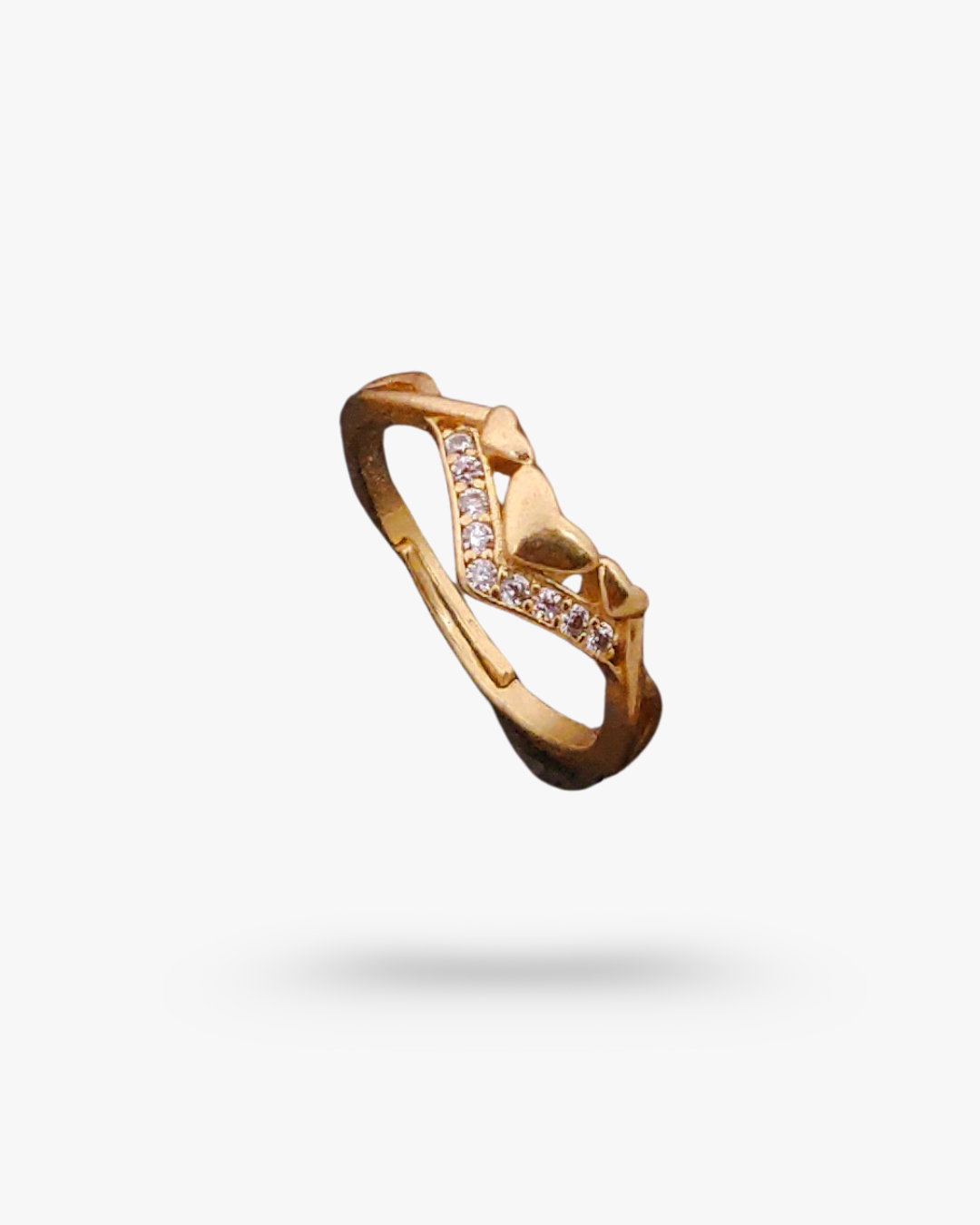 Trendy Golden Finish Heart Adjustable Ring