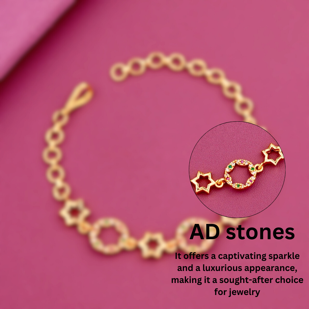 Golden Star & Crystal Circle Charm Bracelet