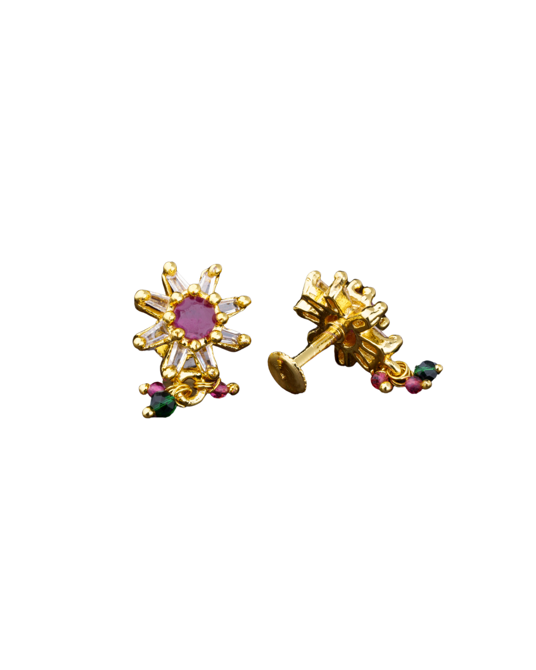 Blooming Passion: Radiant Ruby Floral Earrings