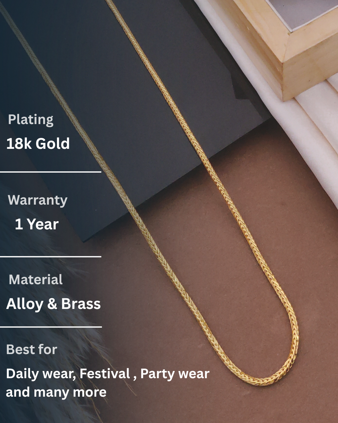 Traditional Gold Wheat Chain 18K Plated