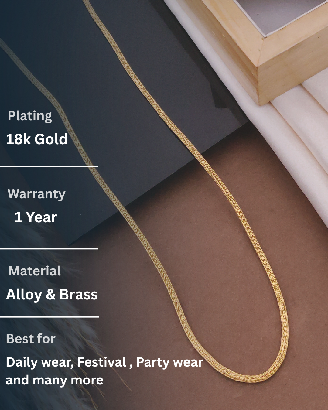 Traditional Wheat Gold Chain 18K Plated
