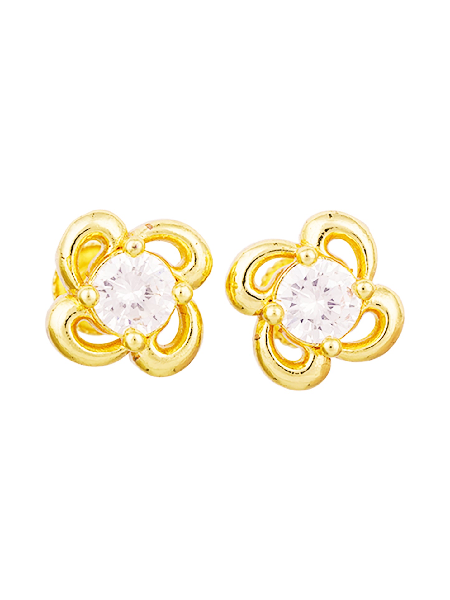 Golden Bloom - Radiant Floral Stud Earrings