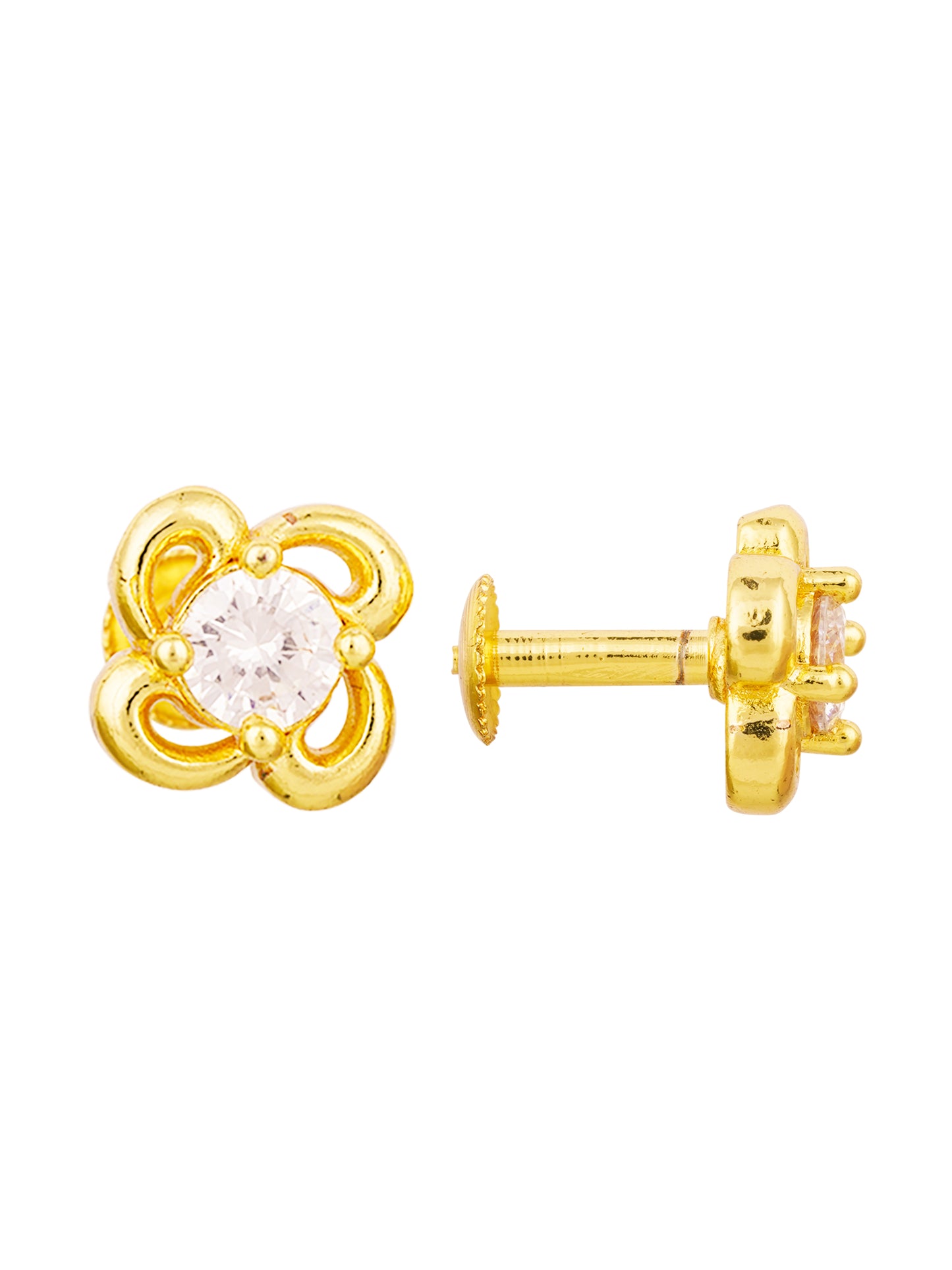 Golden Bloom - Radiant Floral Stud Earrings