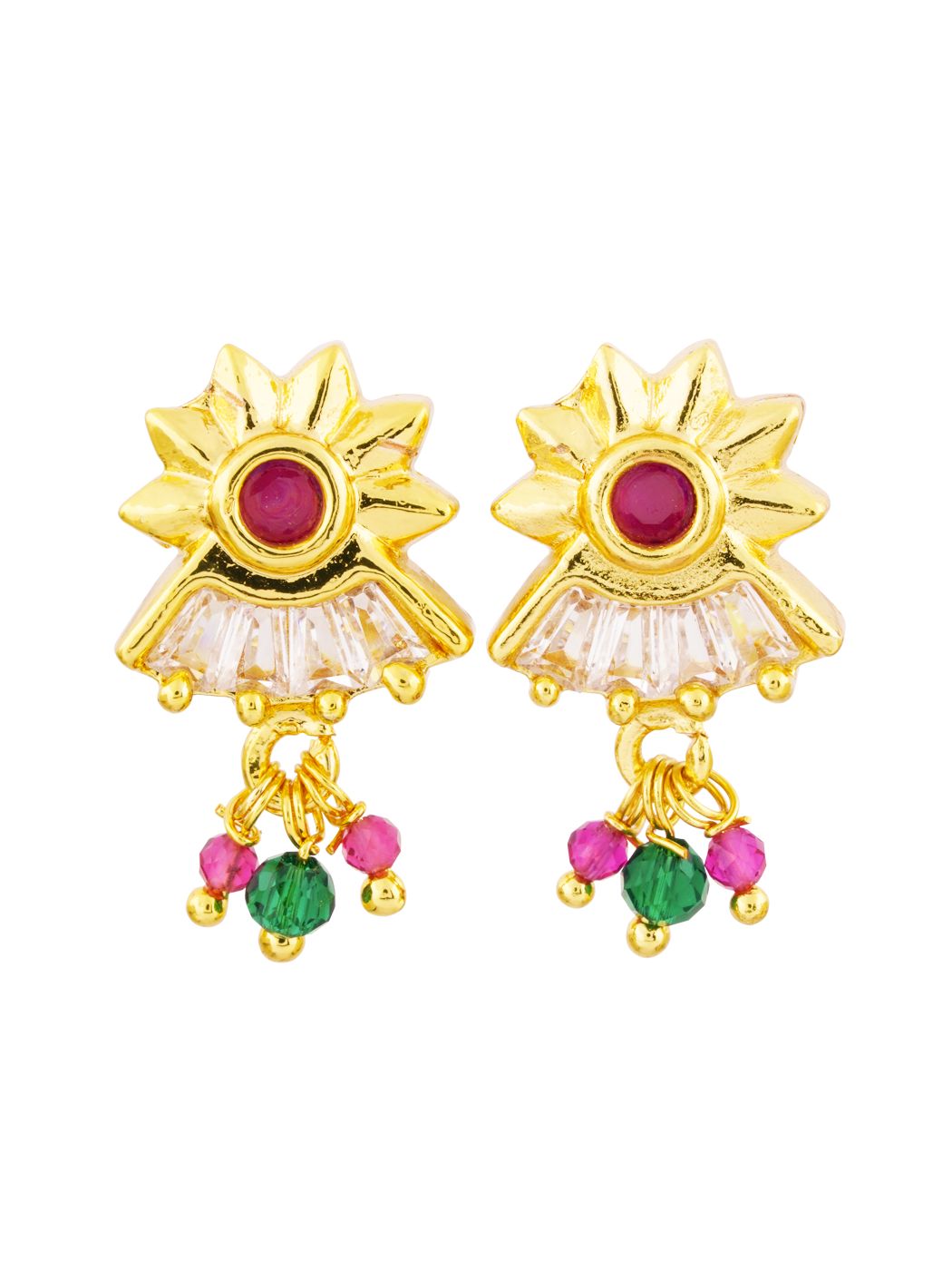 Radiant Sunburst Earrings with Gemstone Embellishments