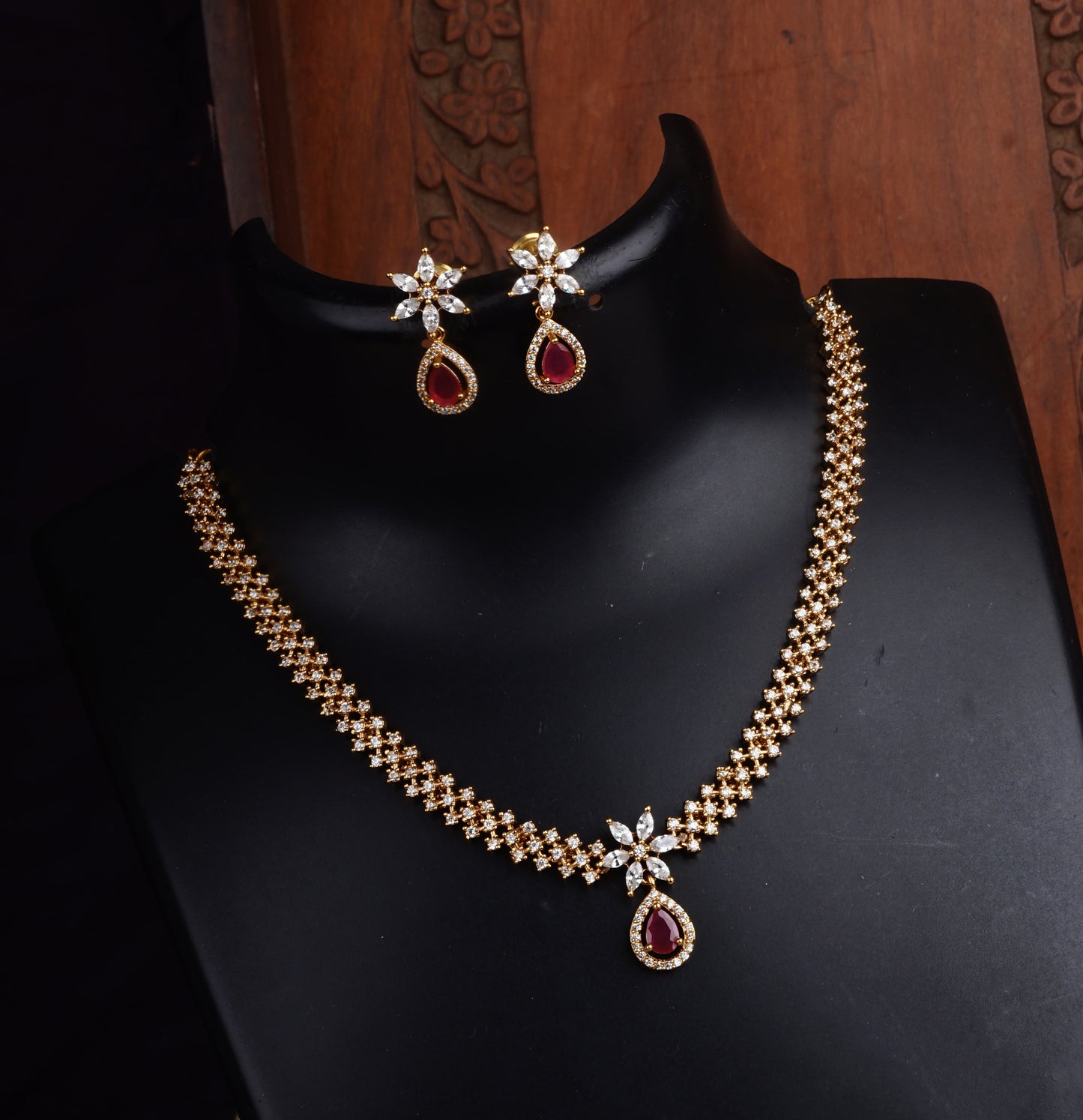 Ruby and Diamond Necklace Set
