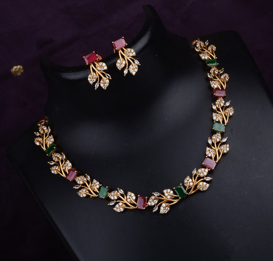 Ruby, Emerald, and Diamond Necklace Set