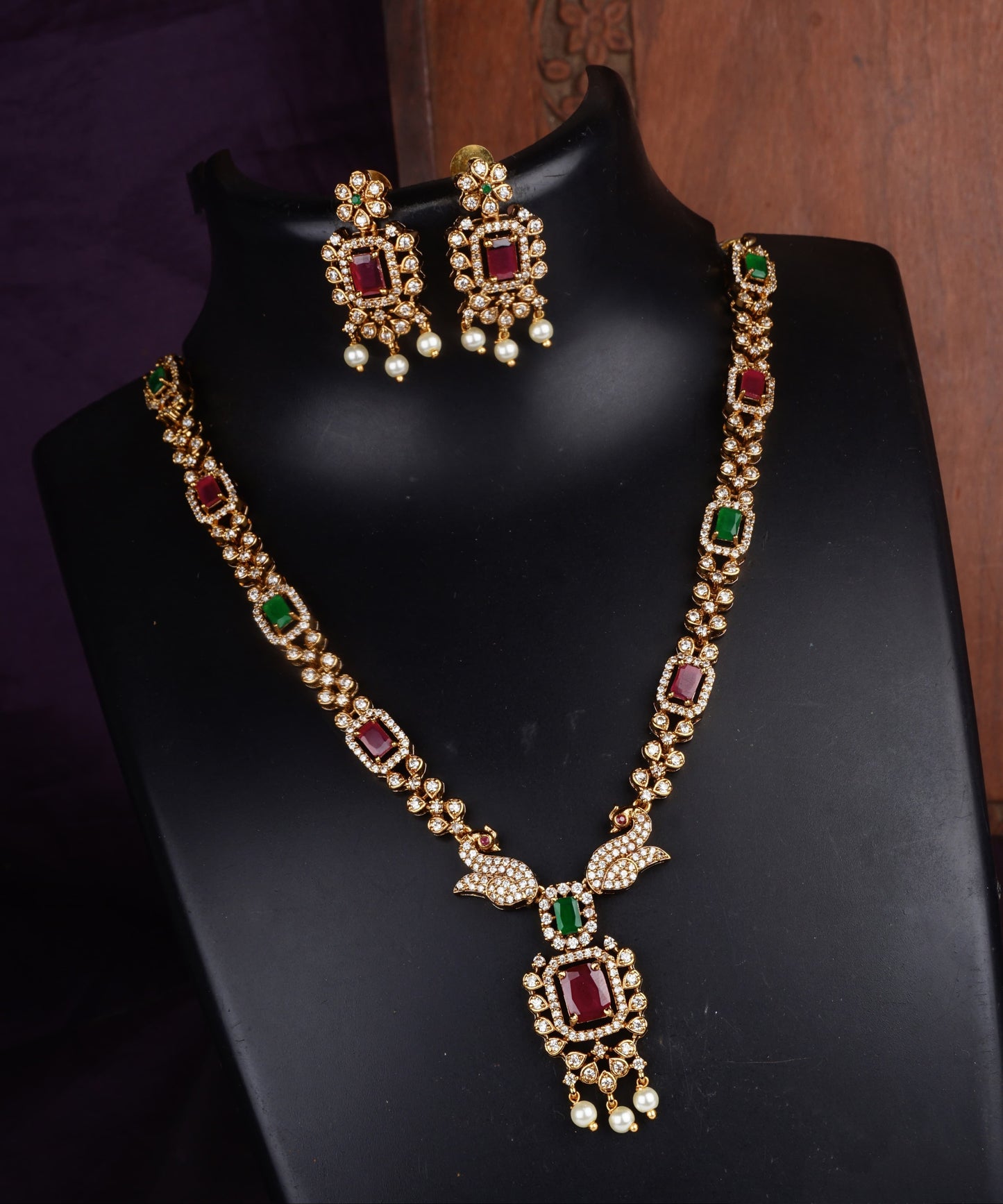 Traditional Gemstone Necklace and Earring Set
