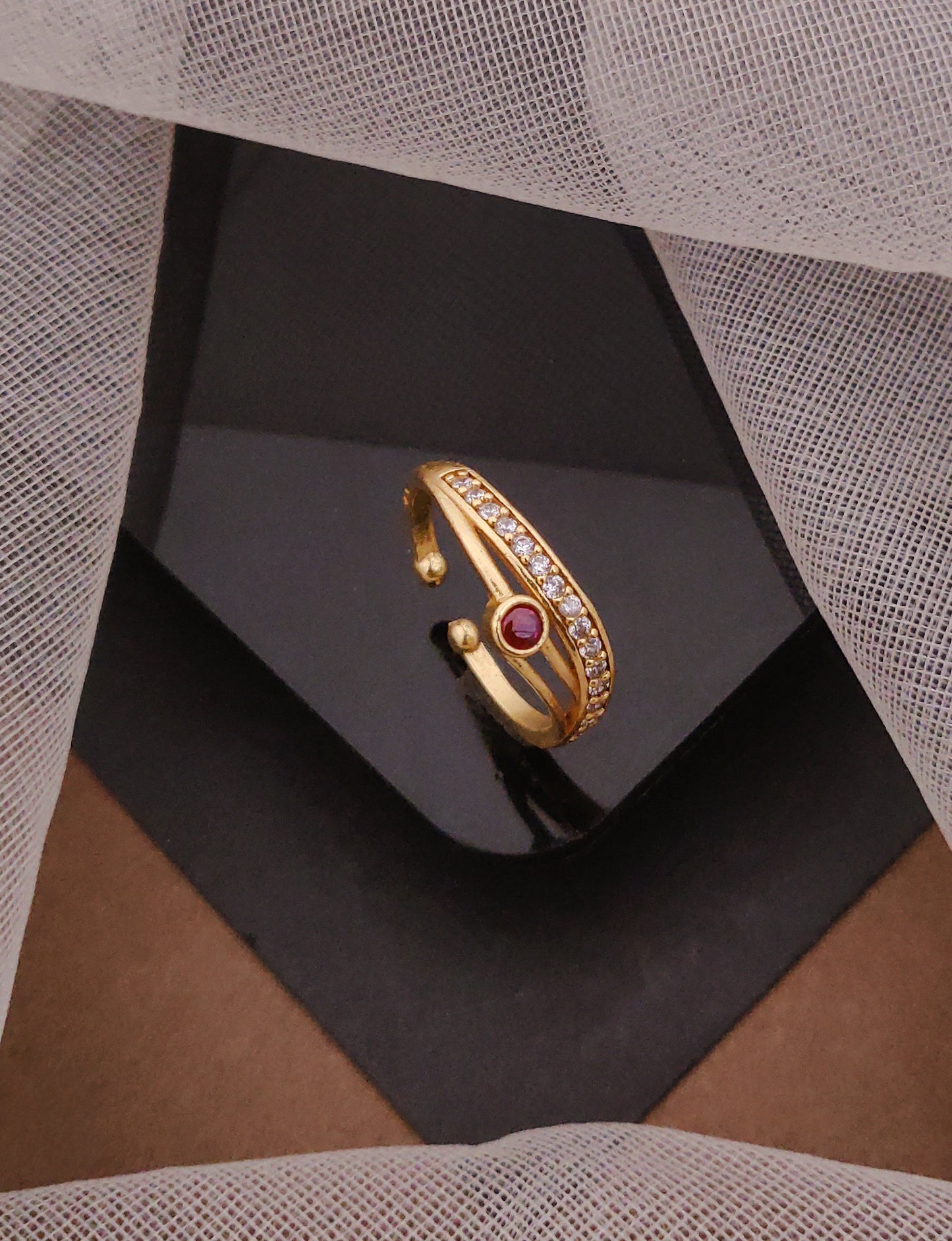 Ruby Stoned Adjustable Ring