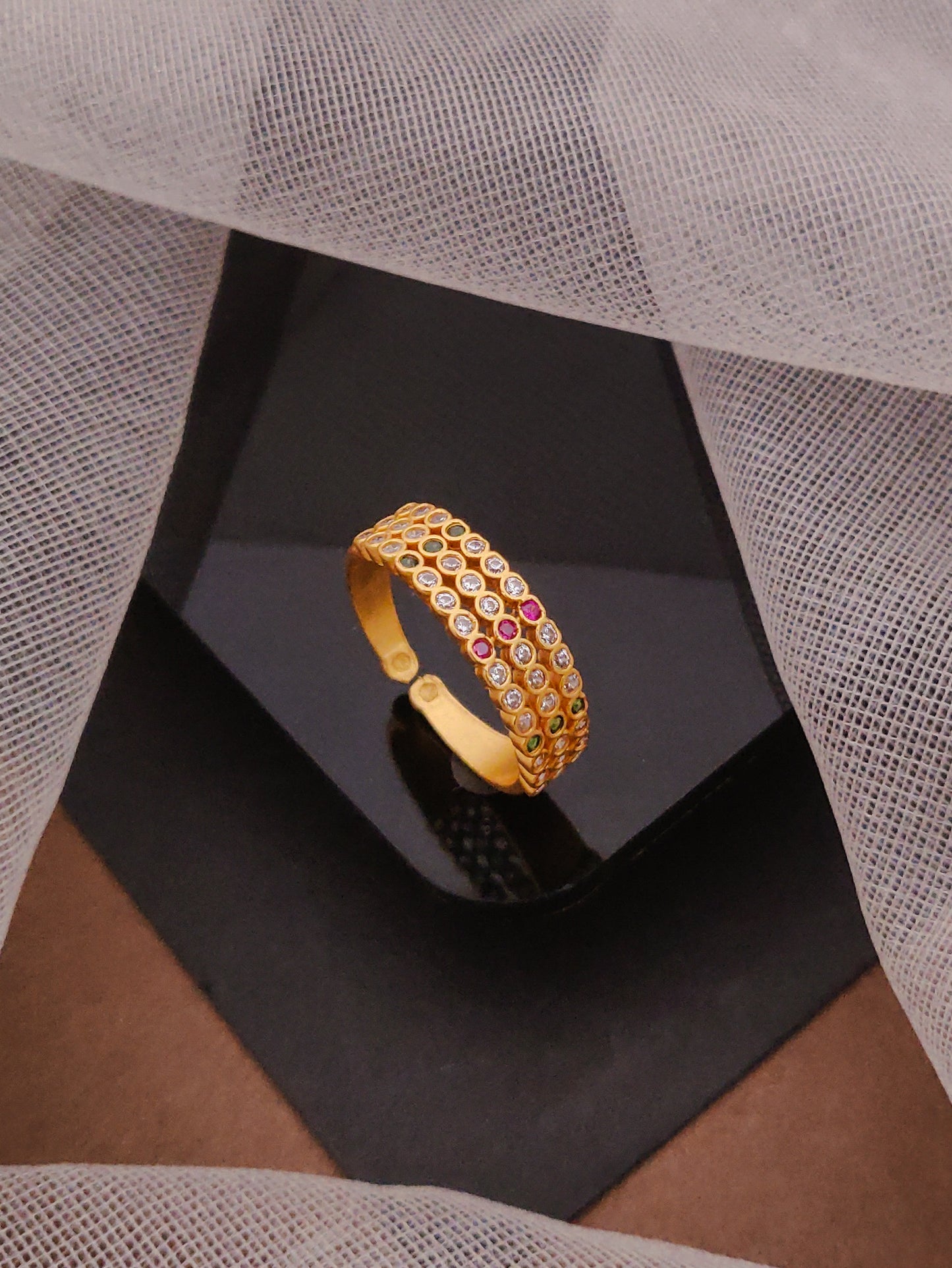 Colorful 3 Layered Ring