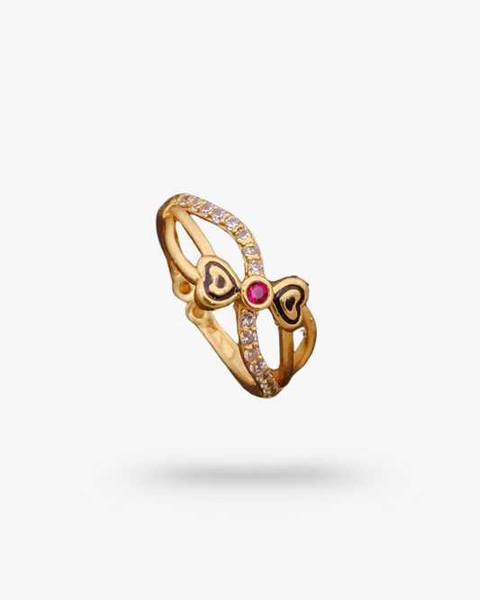 Heartfelt Gold Ring with Ruby and Gemstones