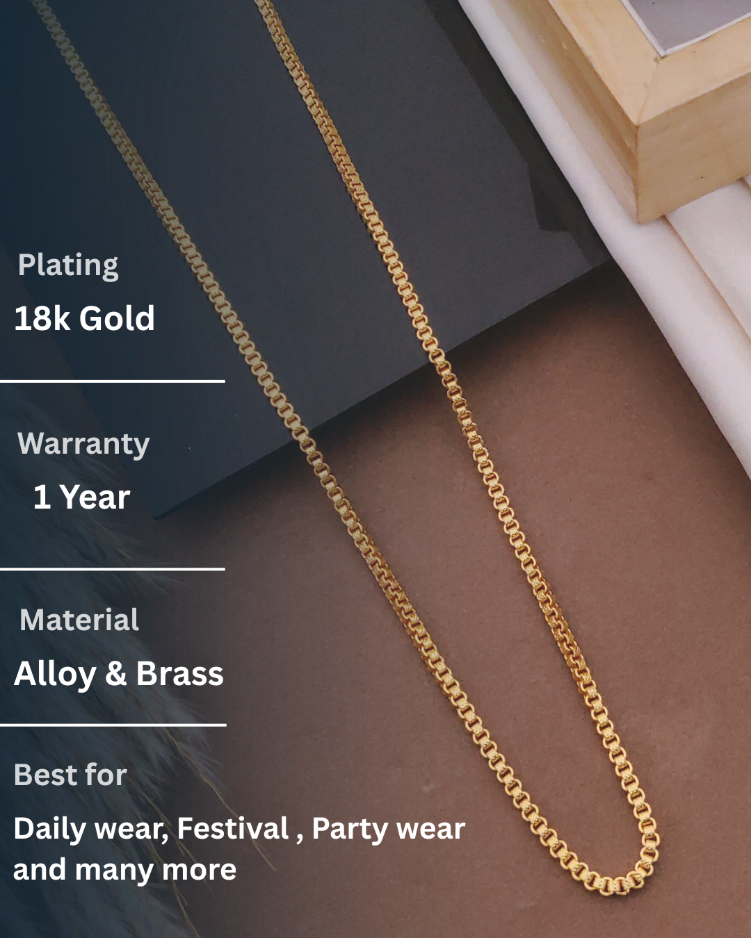 Elegant Curb Gold Chain 18K Plated