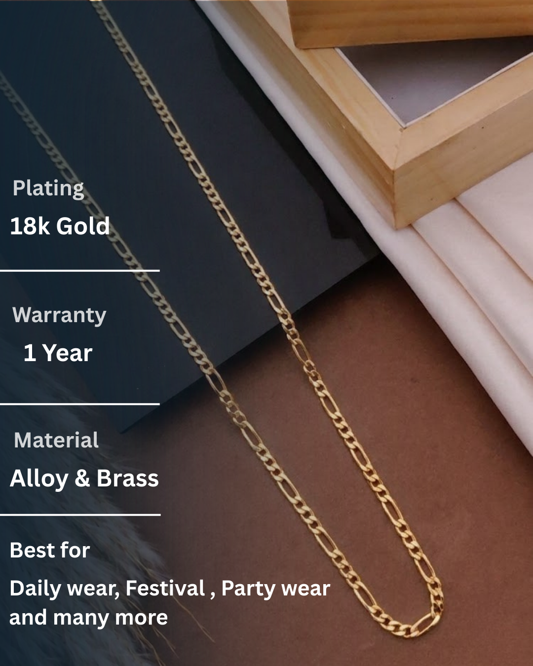 Figaro Link Chain  18K Plated