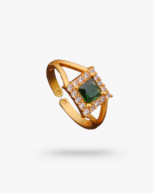 Gold Ring with Emerald Centerpiece
