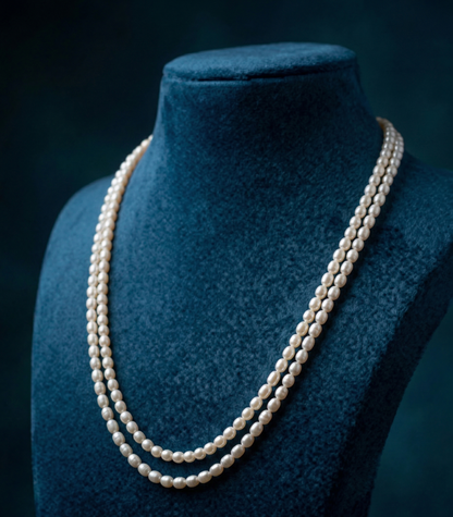 2 layer Thin Rice Fresh Water Pearls Set