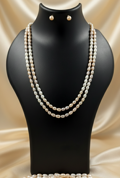 2-Line Peach & White Pearl Set