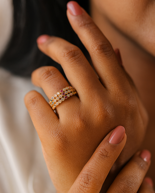 Colorful 3 Layered Ring