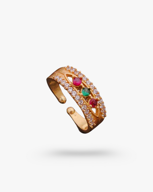 18k Gold plated 3 Stone Ring
