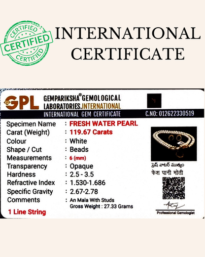 Single Strand Pearls with Green Stone Pendant & Earrings