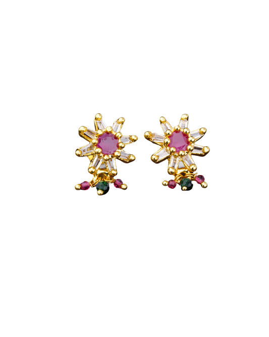 Blooming Passion: Radiant Ruby Floral Earrings