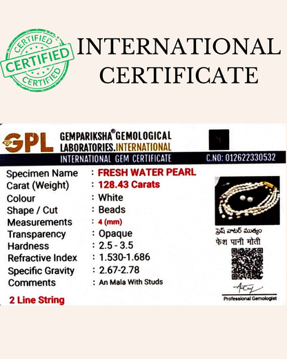 Double-Strand Pearl Necklace with Red & Green Beads