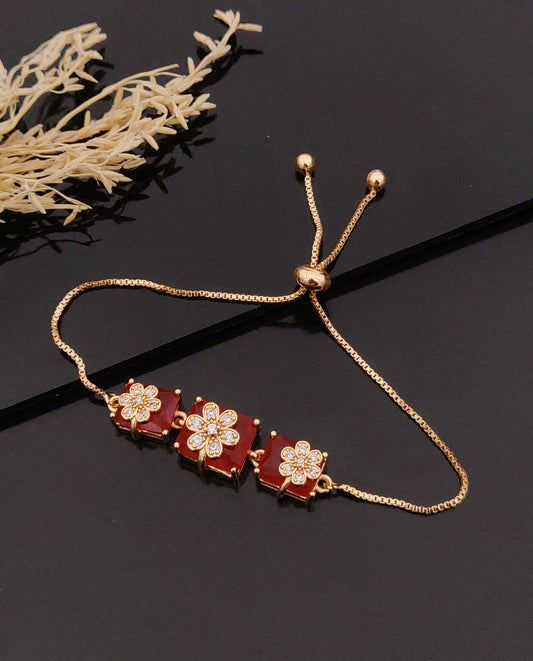 Trendy Ruby Red floral Theme Bracelet