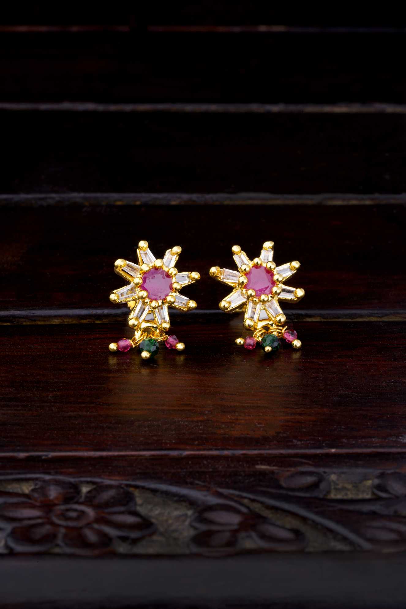 Blooming Passion: Radiant Ruby Floral Earrings