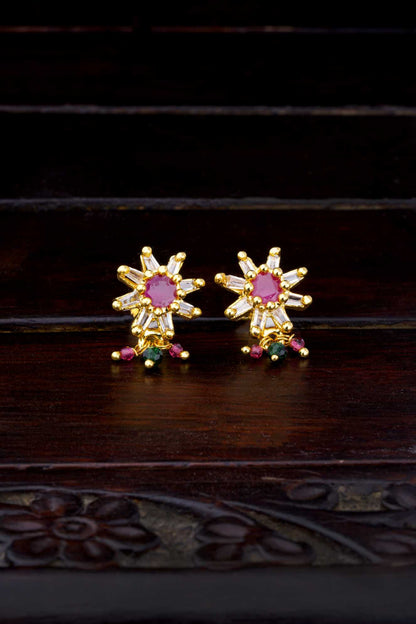 Blooming Passion: Radiant Ruby Floral Earrings
