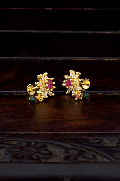 Blooming Passion: Radiant Ruby Floral Earrings