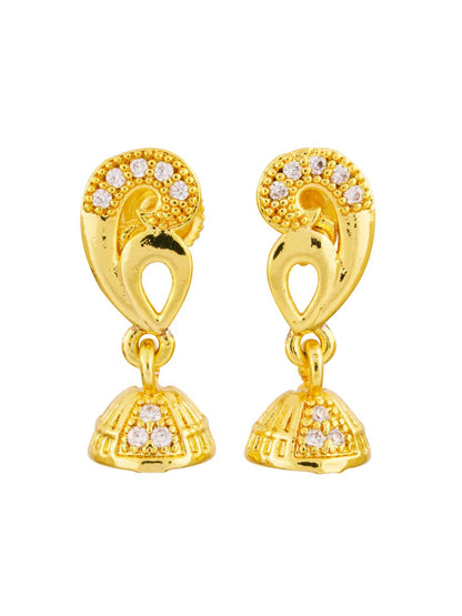 Elegant Heart and Bell Design Gold Earrings