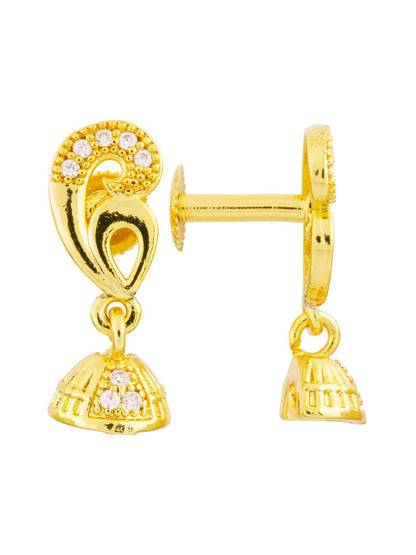 Elegant Heart and Bell Design Gold Earrings
