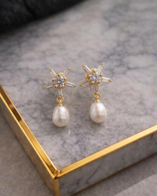 Celestial Baguette Star Freshwater Pearl Drops