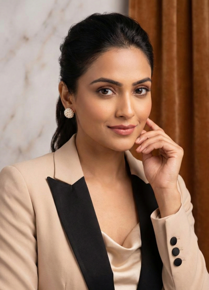 Handcrafted Round Pearl Cluster Ear Tops