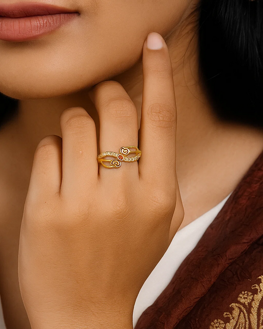 Heartfelt Gold Ring with Ruby and Gemstones