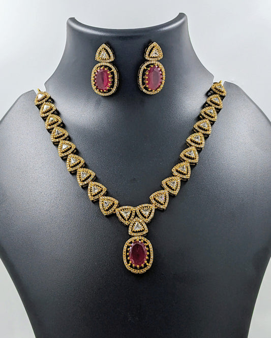 Ruby Stone Necklace Set