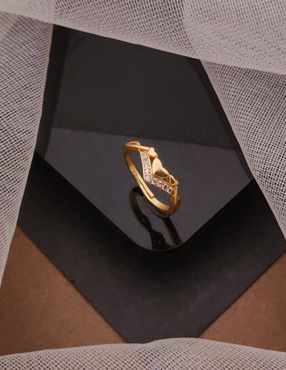 Trendy Golden Finish Heart Adjustable Ring