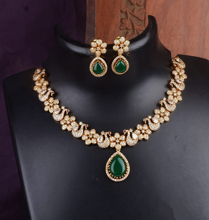 Matte Finish Mozo Night Necklace With Peacock Theme
