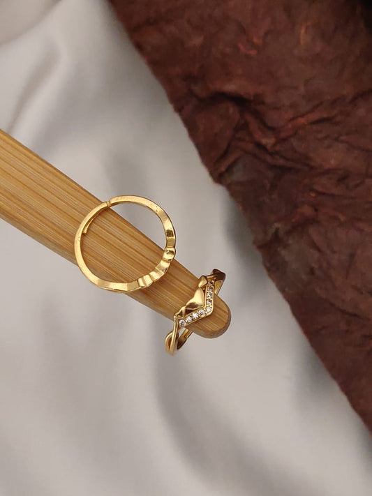 Trendy Golden Finish Heart Adjustable Ring