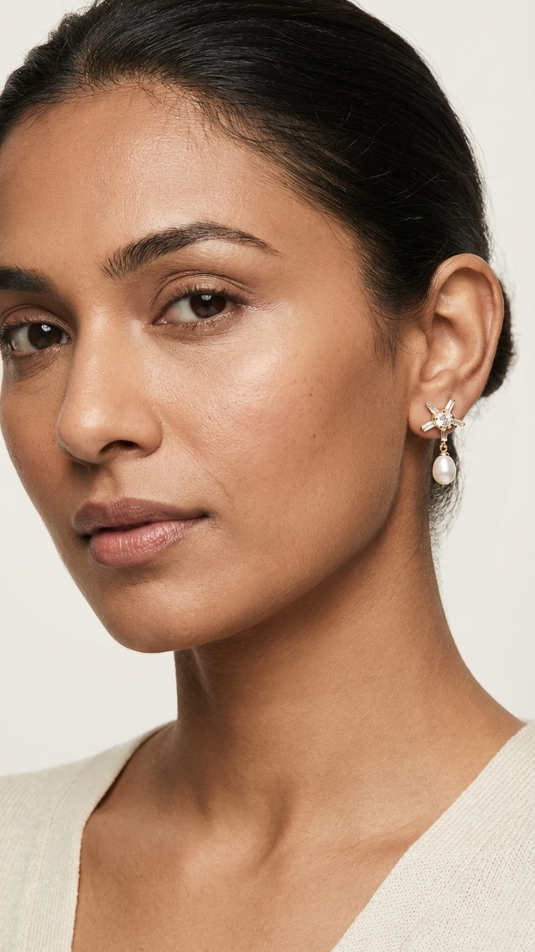 Celestial Baguette Star CZ & Freshwater Pearl Drop Earrings – Lifetime Guarantee