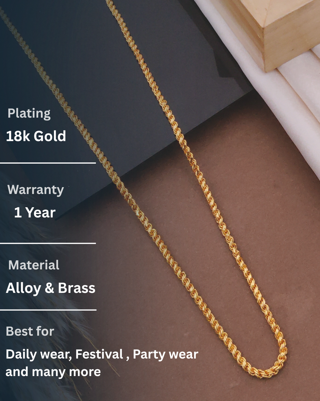 Classic Rope Gold Chain 18K Plated