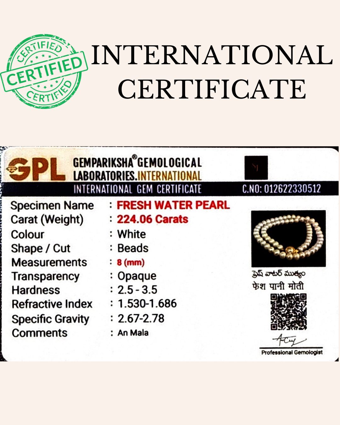 8mm Round White Freshwater Pearl Necklace – Classic Elegance