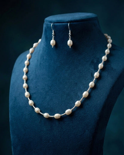 Freshwater Pearl Necklace Set with Drop Earrings