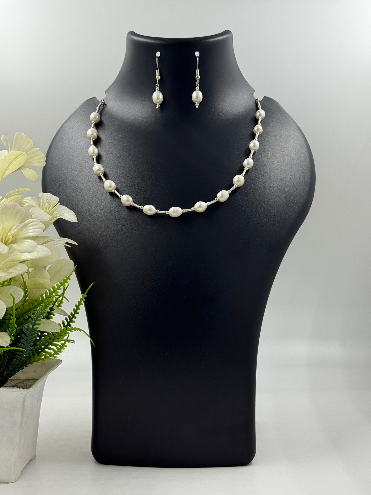 Freshwater Pearl Necklace & Drop Earrings Set – Complete Gift Set