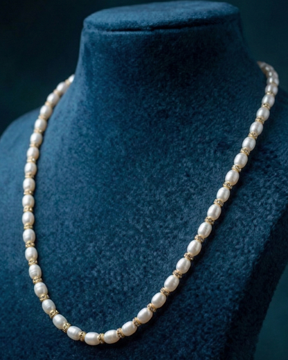 Freshwater Pearls Set with Golden Polish CZ Spacer