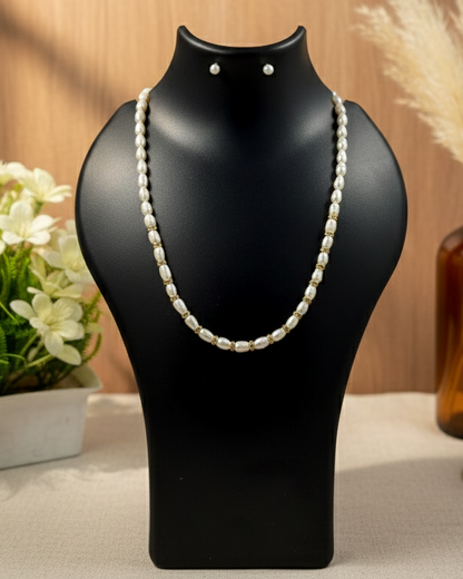 Freshwater Pearls Set with Golden Polish CZ Spacer