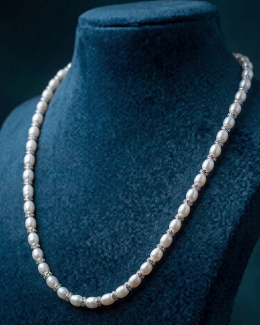 Freshwater Pearls Set with Sliver Polish CZ Spacer