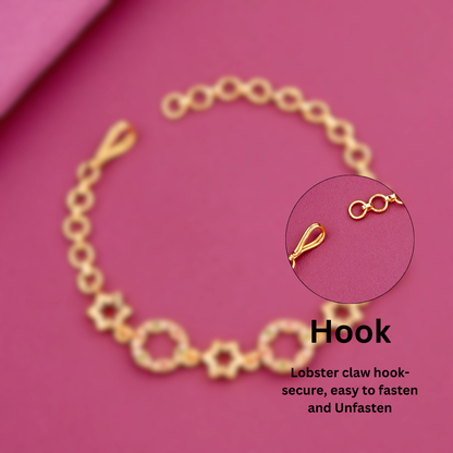 Golden Star & Crystal Circle Charm Bracelet