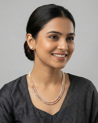 Layered Multi-Hued Freshwater Pearl Necklace Set – Colourful & Festive