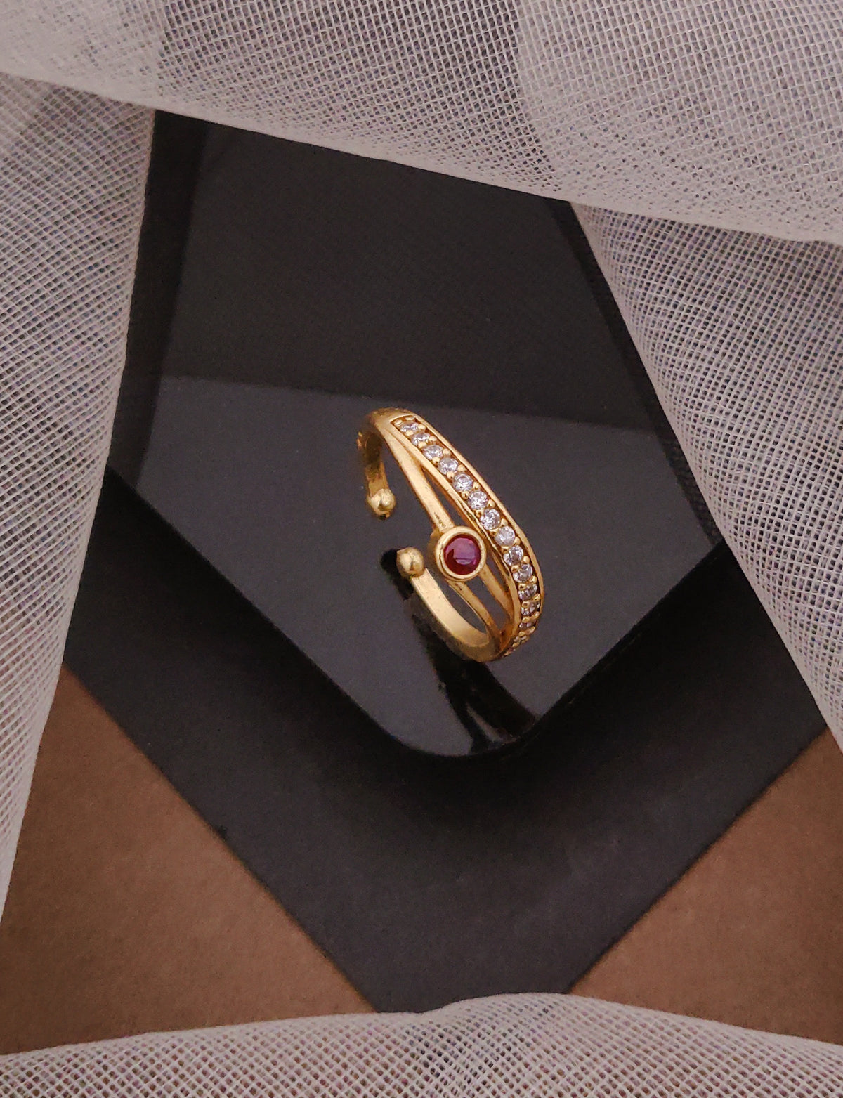 Ruby Stoned Adjustable Ring